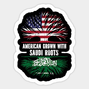 American Grown with Saudi Roots USA Flag Sticker